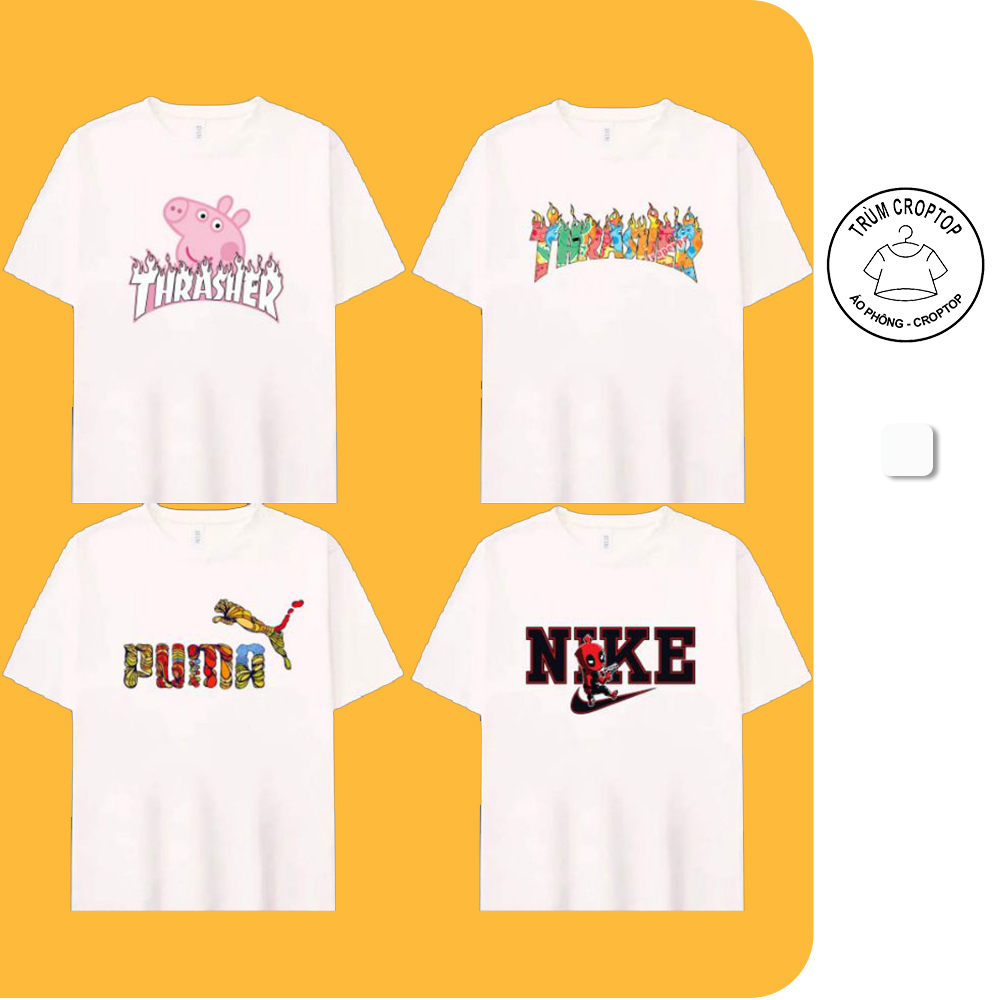 Áo thun tay lỡ nam nữ unisex Trùm Croptop in logo form rộng