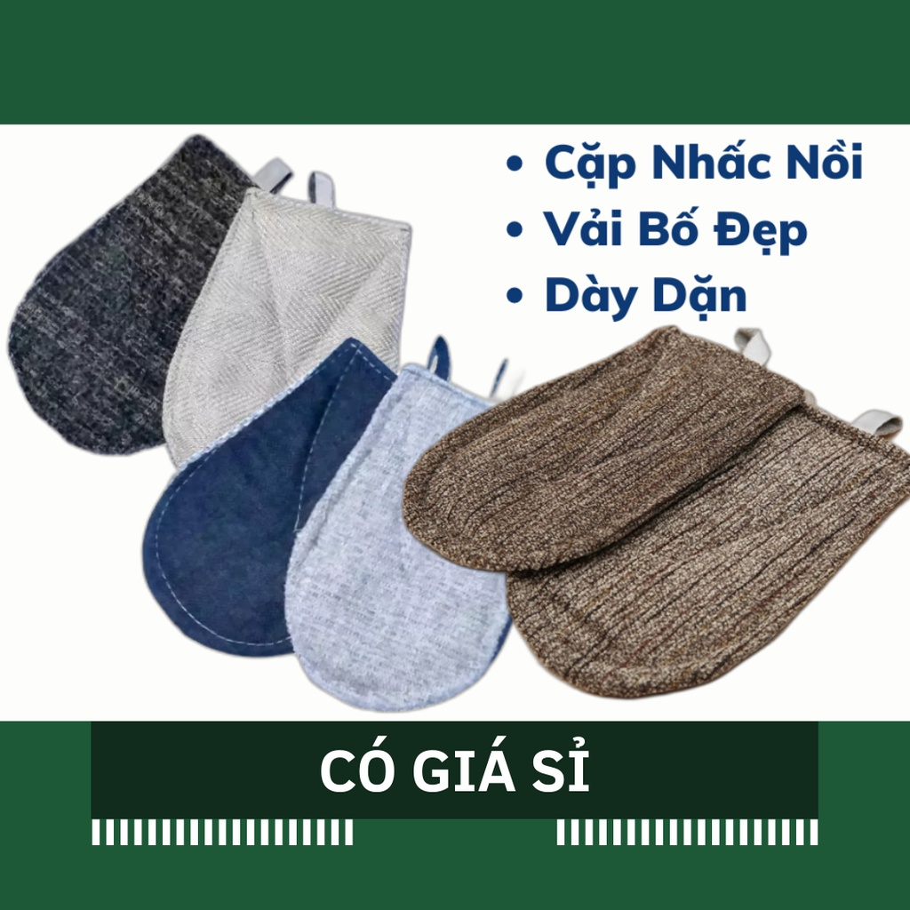 [HCM] Bộ 2 Miếng Nhấc Nồi Cách Nhiệt Vải Bố Dày Dặn Giao Màu Ngẫu Nhiên
