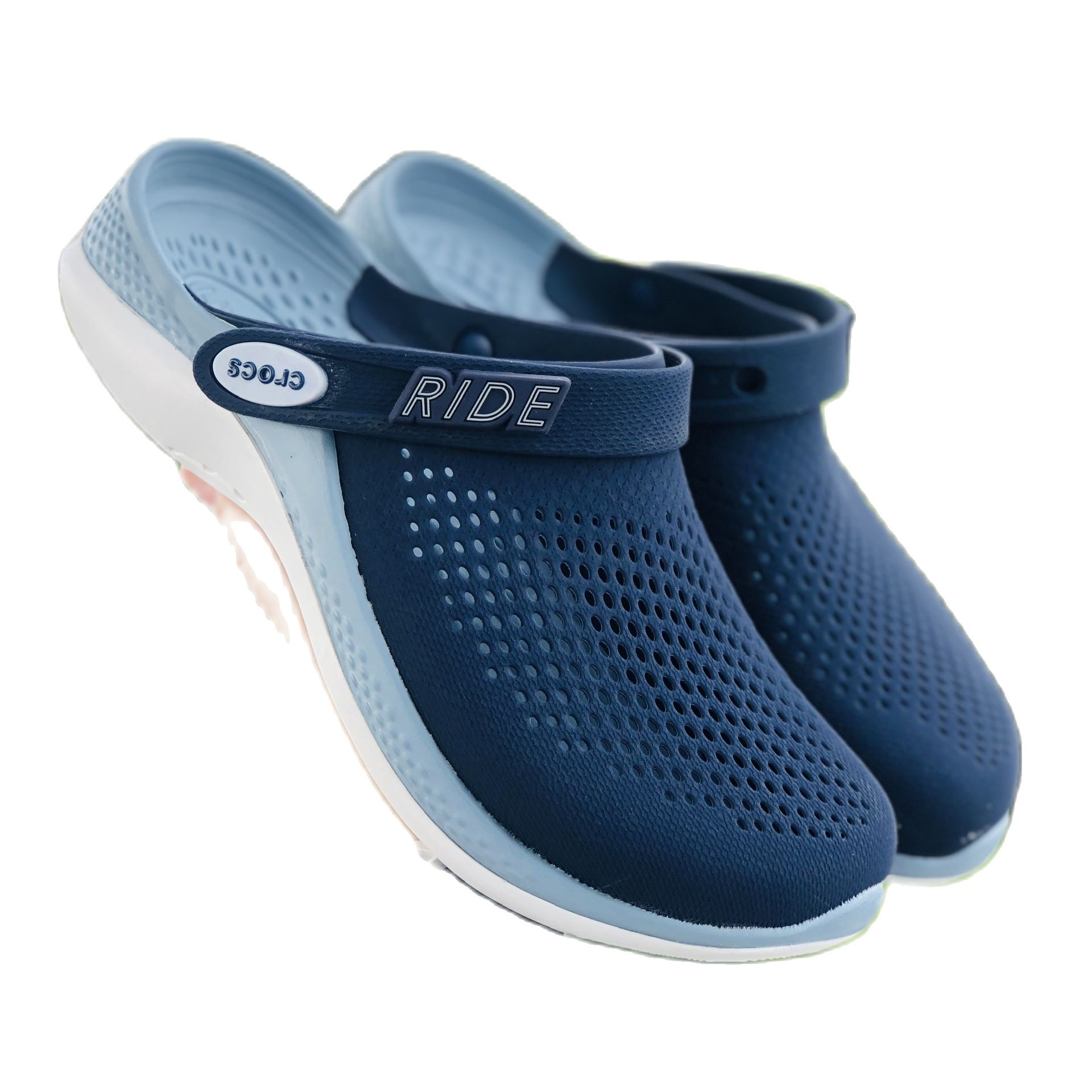  Dép có quai hậu Cross Literide 360 TẶNG VỚ Cao Cấp giày sục sandal quai ngang bít đầu nam nữ chống thấm nước đi mưa nắng thoải mái màu navy lót xám 