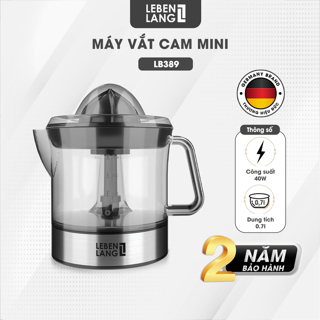 Máy vắt cam lebenlang lb389, 700ml, công suất 40w, bảo hành 2 năm - hàng chính hãng