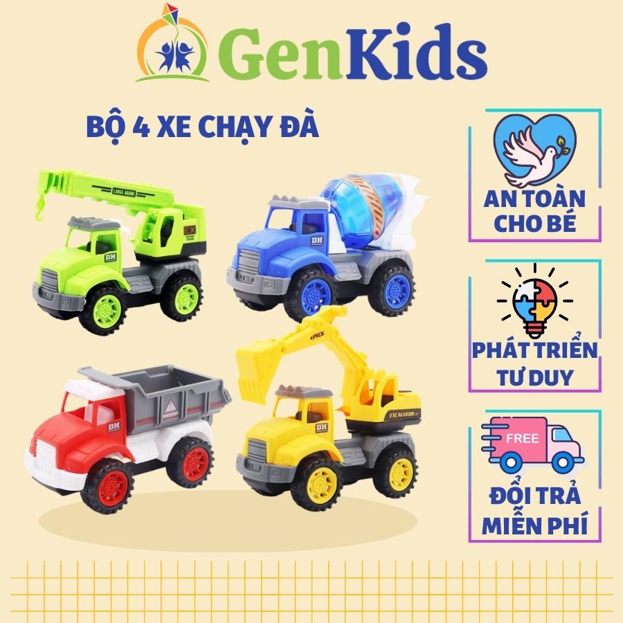 Xe ô tô đồ chơi dây cót chạy đà cho bé KIDONE bộ 4 xe nhiều chủ đề, nhiều màu sắc, kiểu dáng đẹp an toàn cho bé nhựa ABS siêu bền