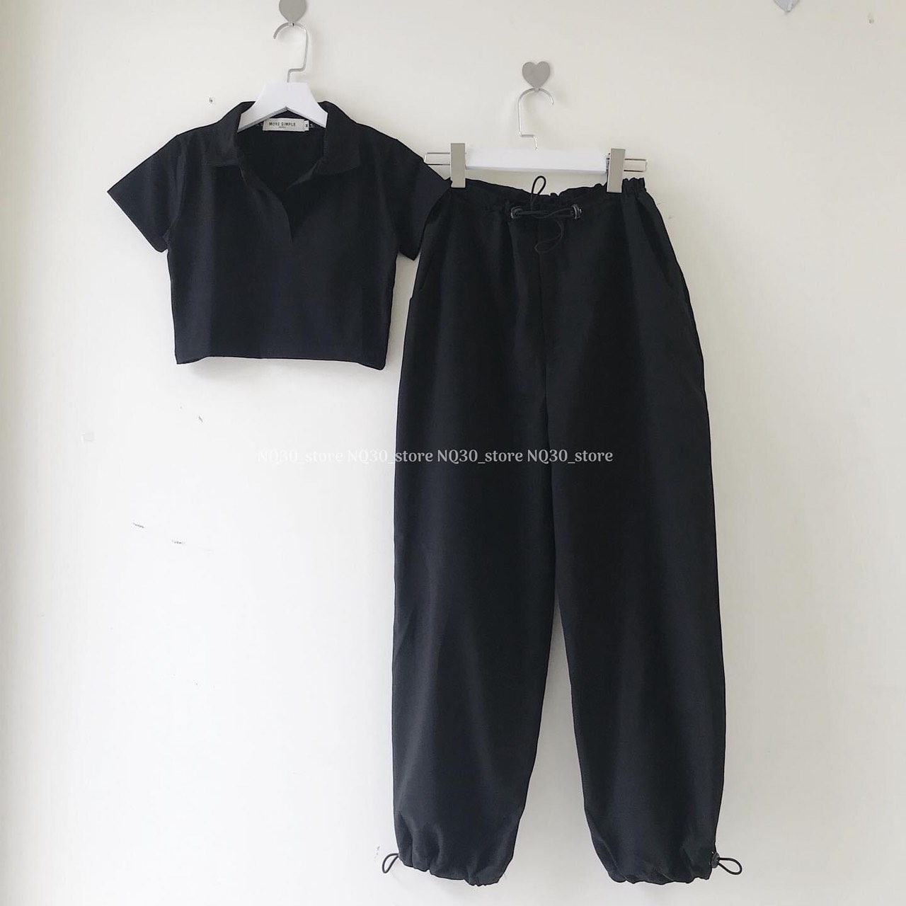 💕💕Set Quần jogger rút dây + crop petter trơn