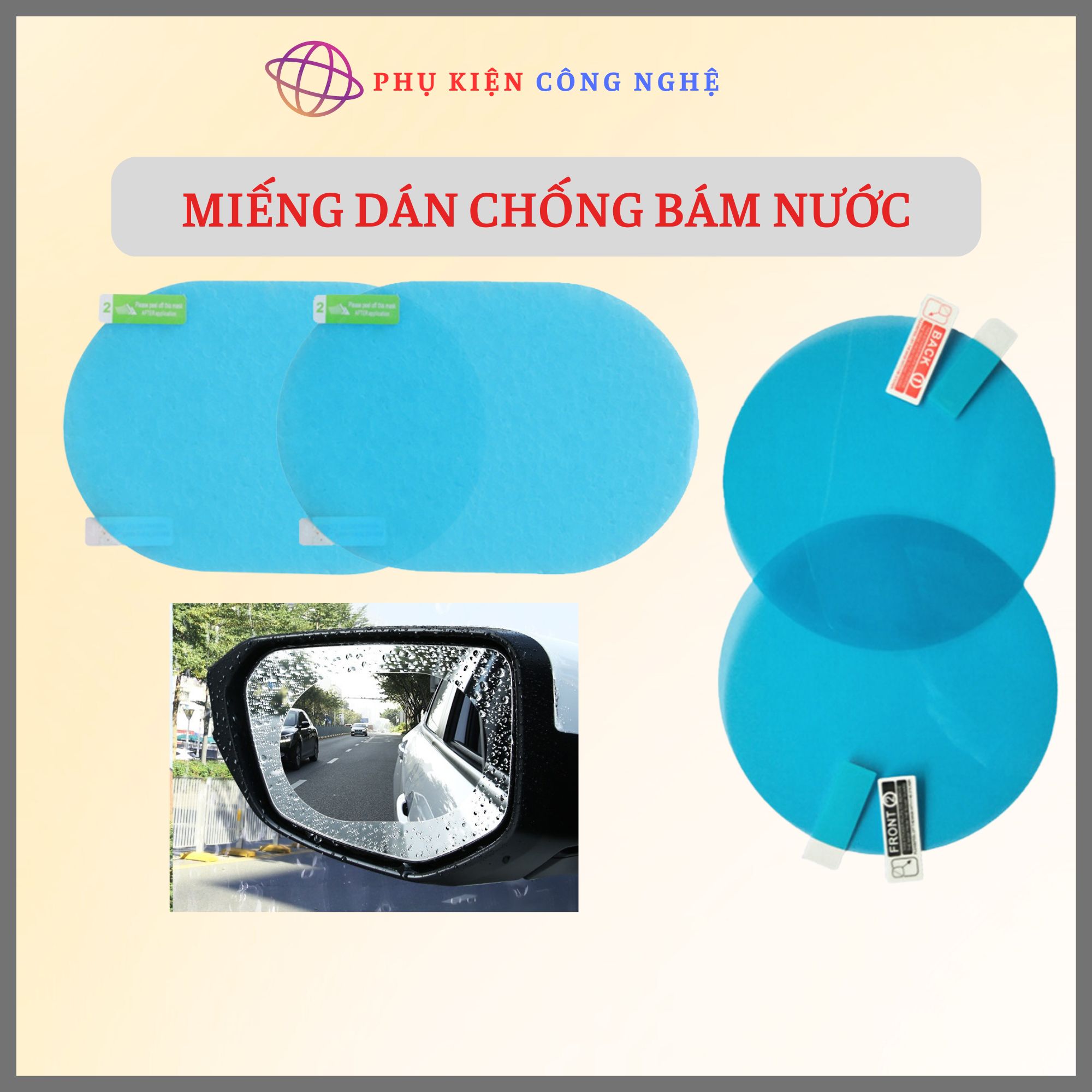 Bộ miếng dán gương chiêu hậu ô tô nano, chống bám nước