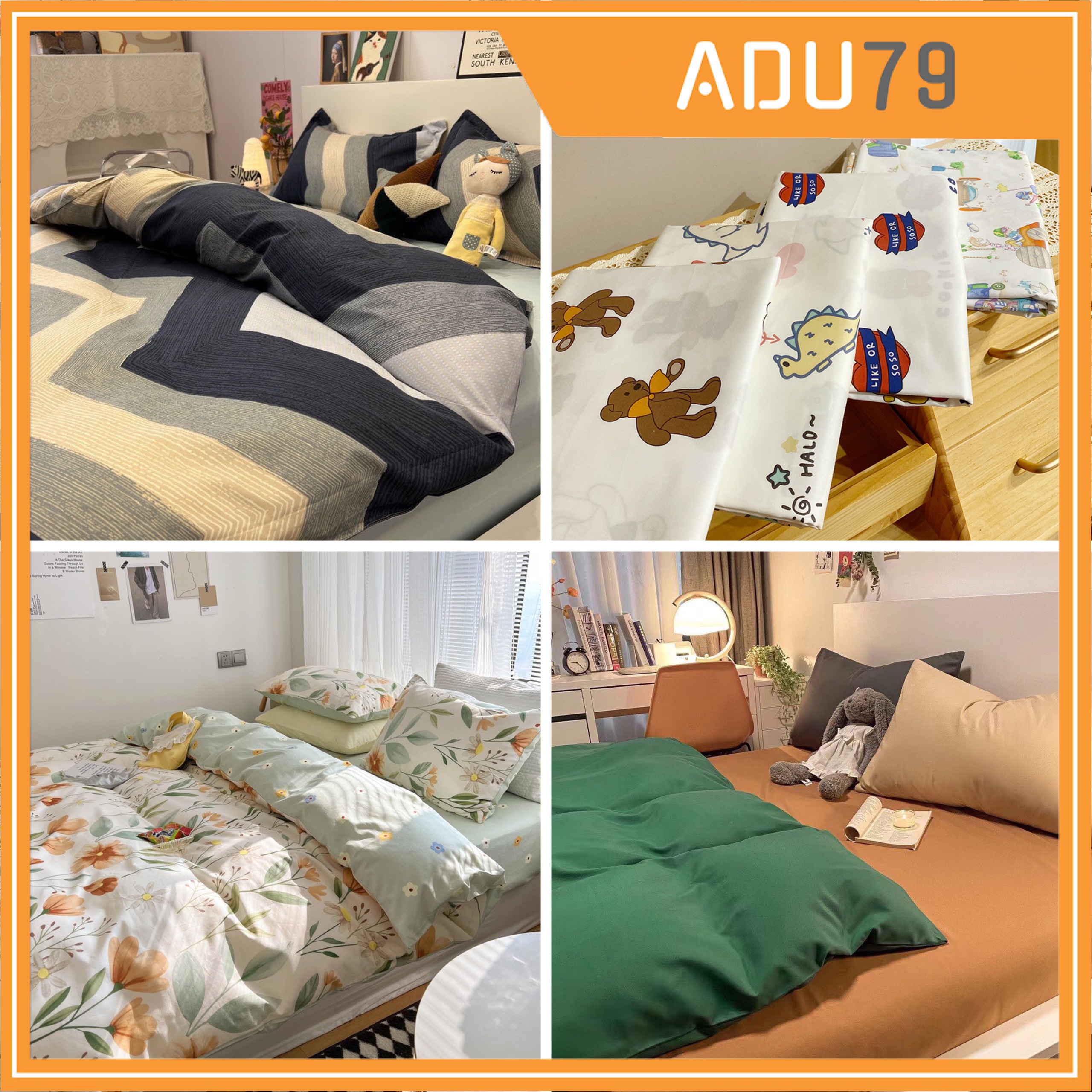 [ FREESHIP ❤️] Bộ Chăn Ga Giường Nệm Và Vỏ Gối CHƯA GỒM CHĂN Cotton Korea ADU79 Bedding Đủ Kích Thước Trải Nệm 1m4, 1m6, 1m8