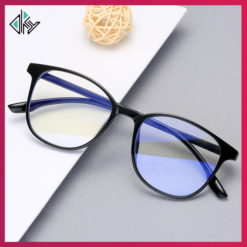 [HCM]Gọng kính cận mắt tròn nam nữ nhựa dẻo màu đen hồng xám khói. Blue Light Blocking Eyeglasses frames Women/Men