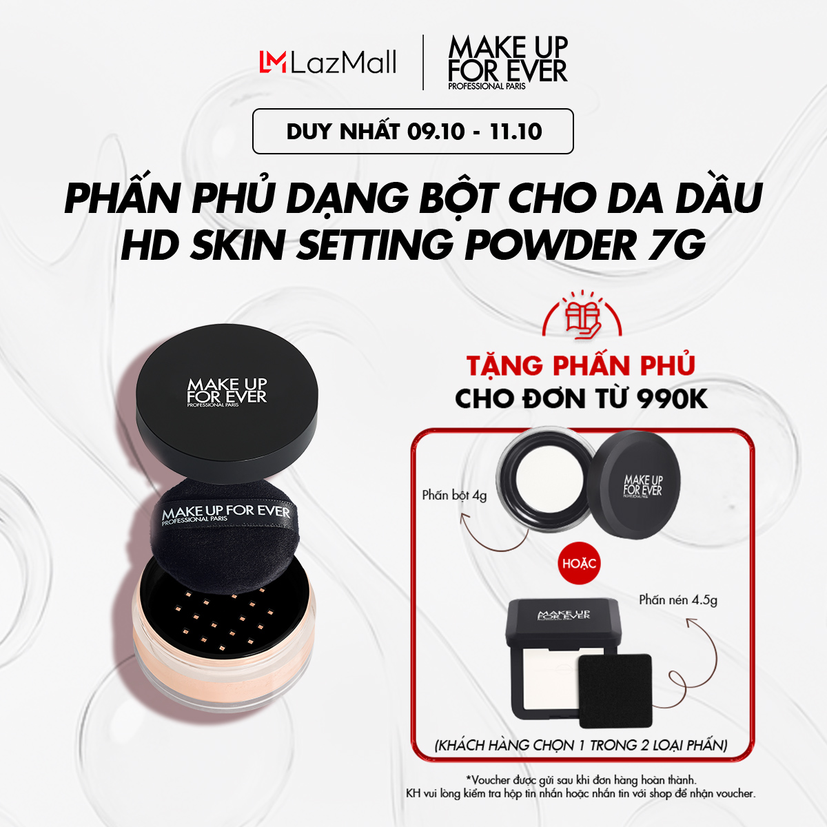 Phấn phủ dạng bột cho da dầu & da thường Make Up For Ever HD Skin Setting Powder 7g - Độc quyền online