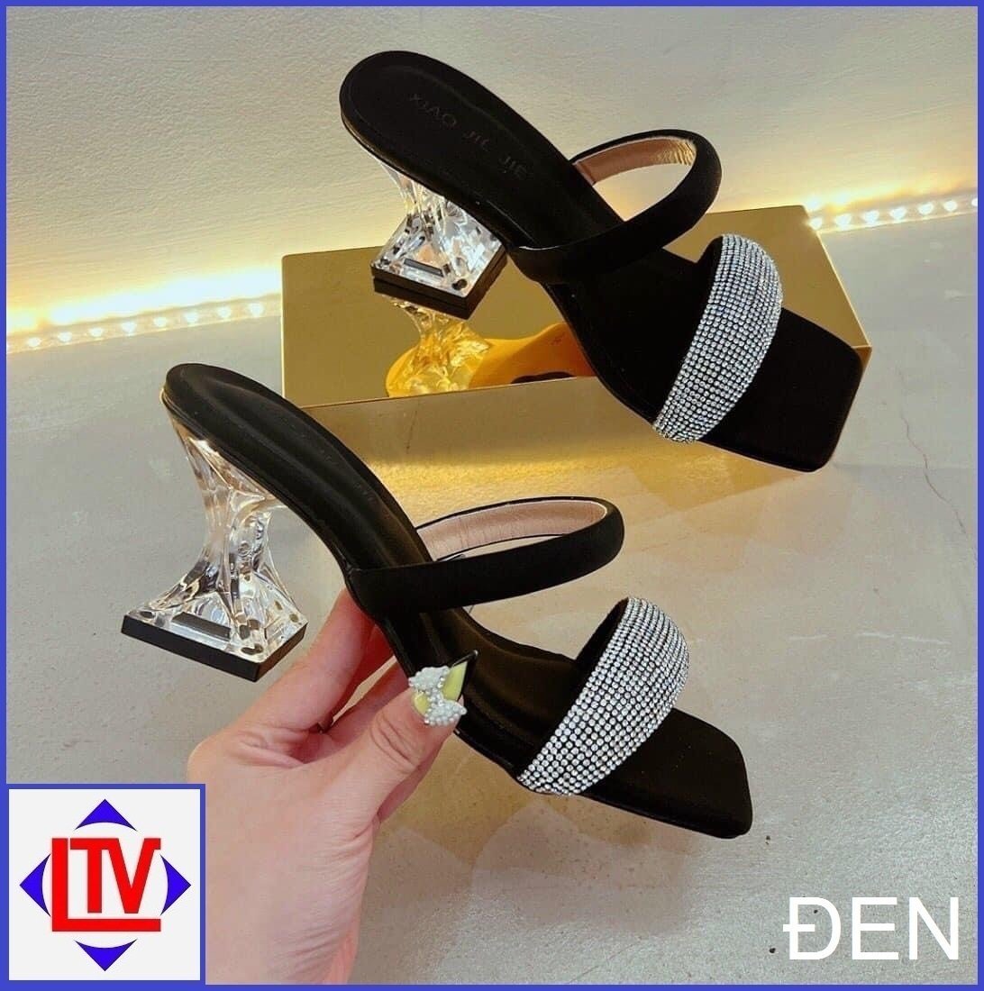 Dép guốc mẫu gót pha lê 7p siêu phẩm hàn quốc