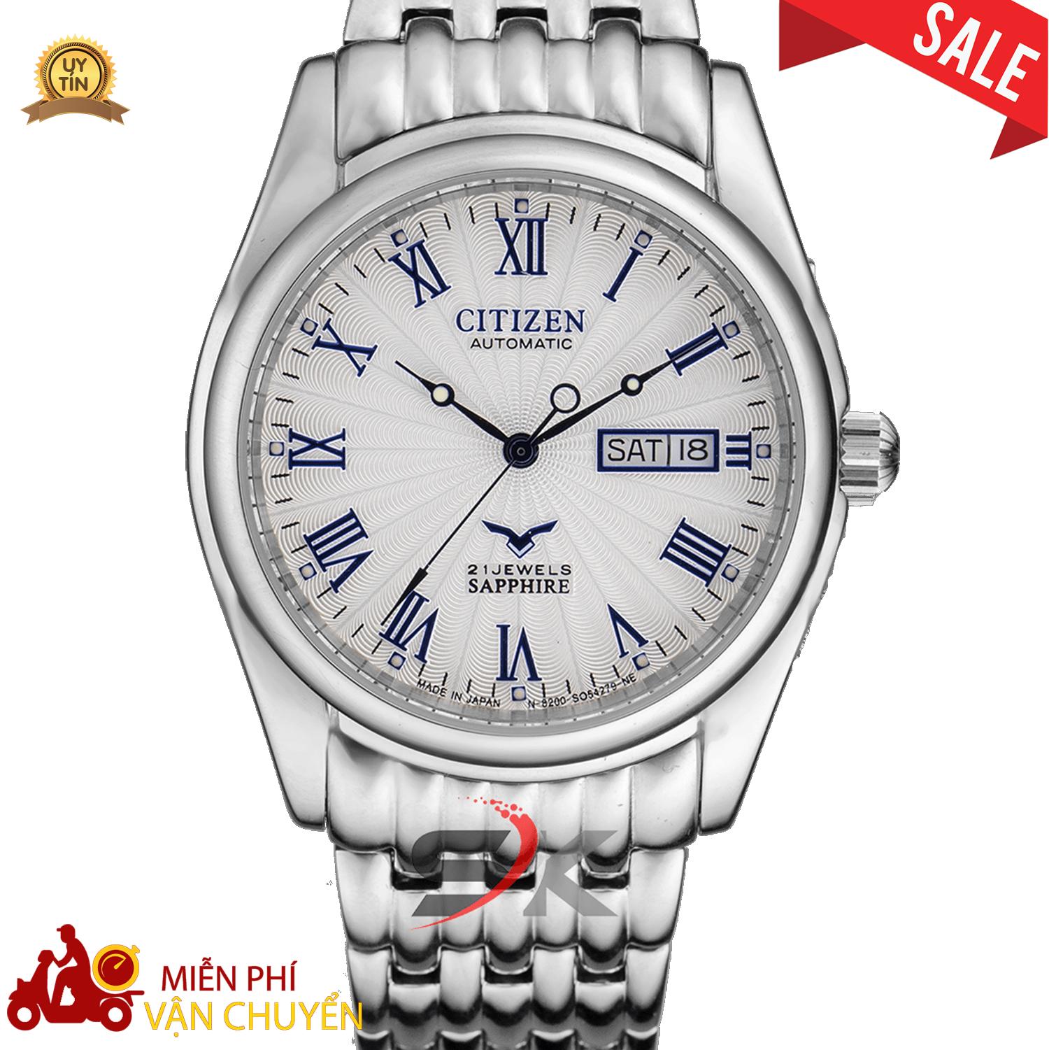 Đồng hồ cơ nam citizen cao cấp lộ máy giá rẻ chống nước chống xước automatic máy cơ tự động japan - bảo hành dhqt 12 tháng