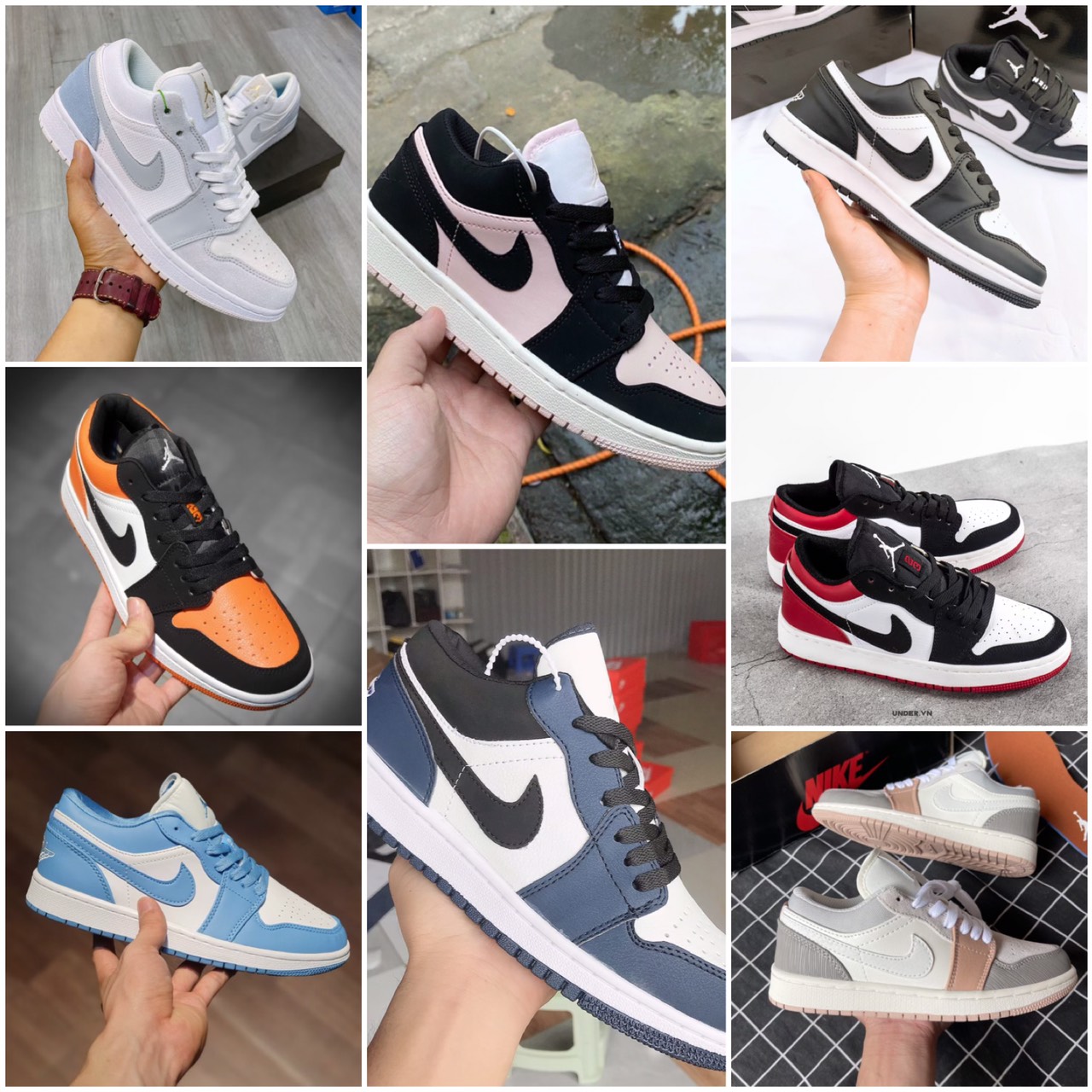 Giày thể thao jordan đen cam cổ thấp, giày JD đen trắng các mầu nam nữ hàng cao cấp đủ size 36-43