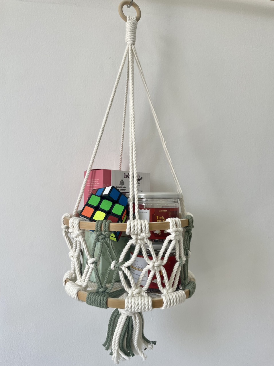 Giỏ đựng đồ macrame xinh xắn, 1 tầng