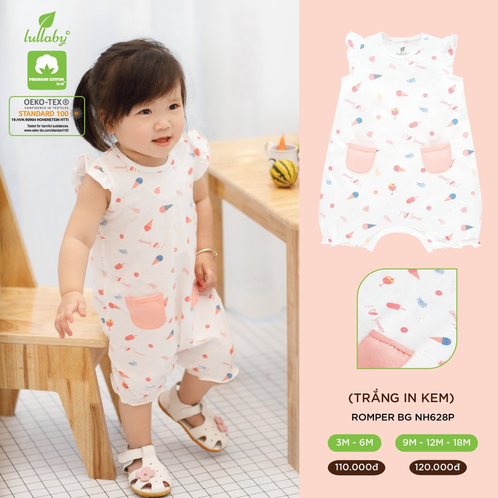 (12-18 tháng) Bộ liền thân bé gái Lullaby - chất cotton cao cấp siêu đáng yêu (NH628P)