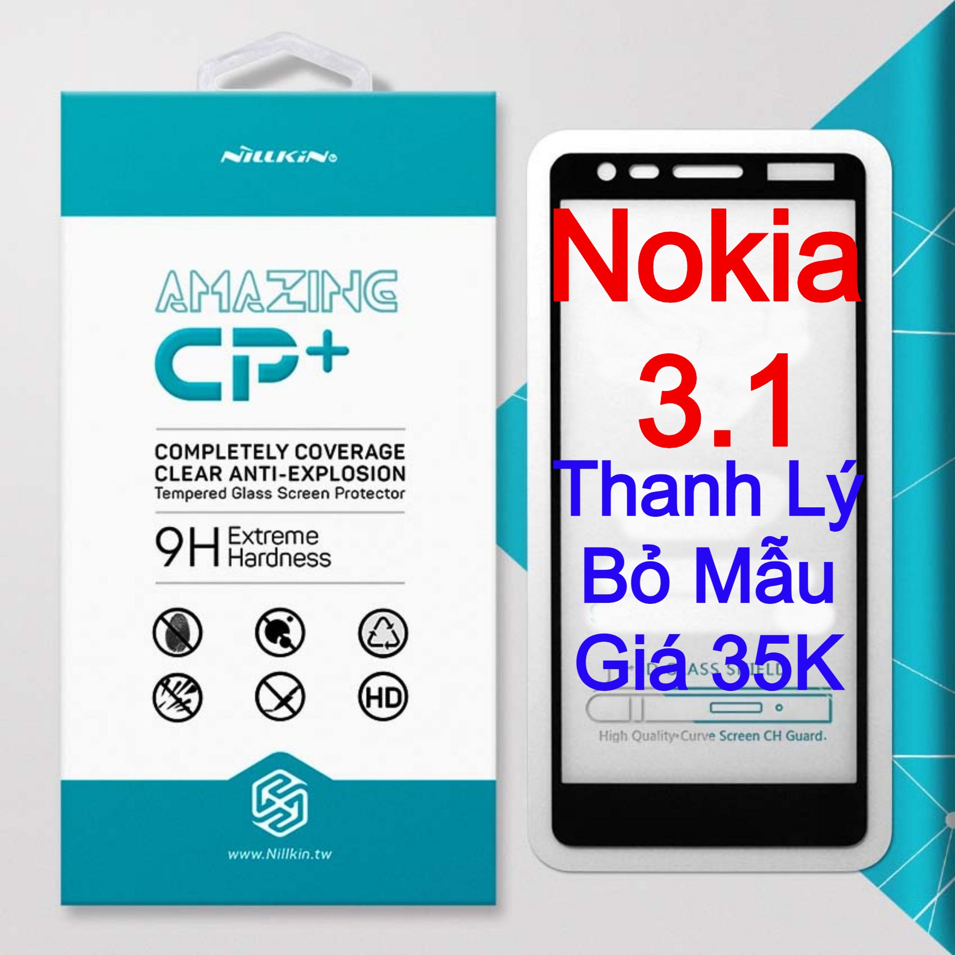 Miếng dán kính cường lực Nokia 3.1 hiệu Nillkin.tw Full màn hình Full keo