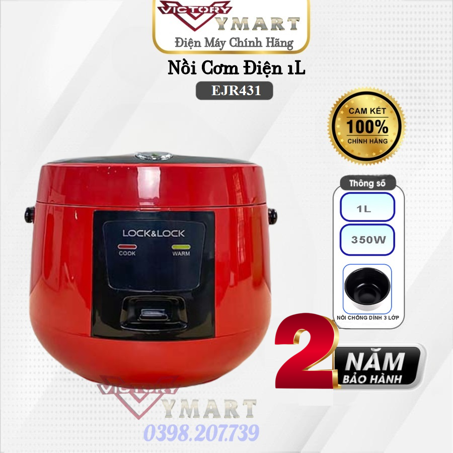 Nồi cơm điện lock&lock ejr431 dung tích 1 lít - hàng chính hãng bảo hành 2 năm