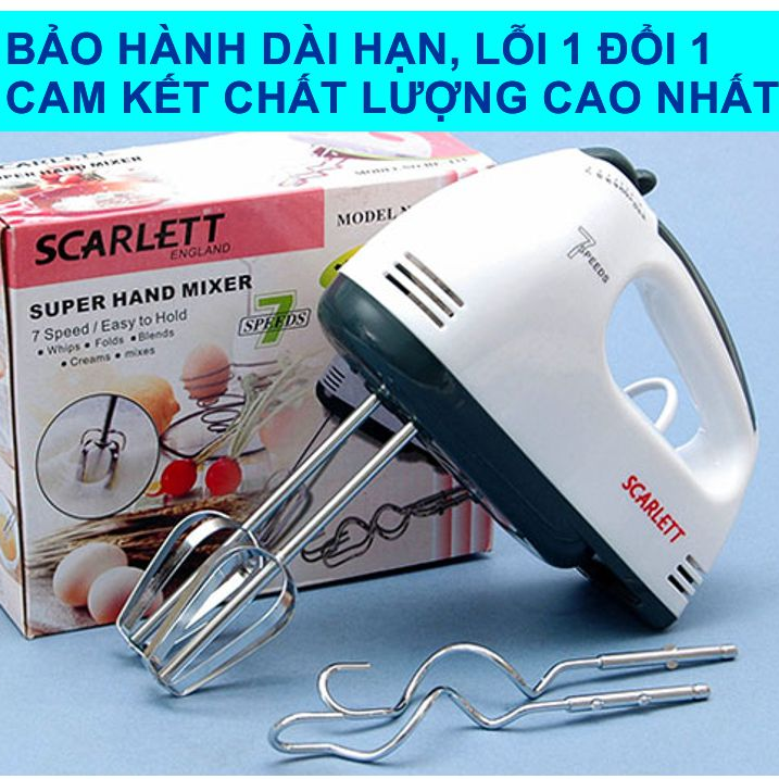 [SIÊU MẠNH-HIỆU QUẢ SAU 30 GIÂY] MÁY ĐÁNH TRỨNG CẦM TAY SCARLETT 180W 7 TỐC ĐỘ ĐÁNH SIÊU TỐC - MÁY TẠO BỌT CÀ PHÊ, ĐÁNH TRỨNG, NHÀO BỘT TRỘN KEM ĐA NĂNG