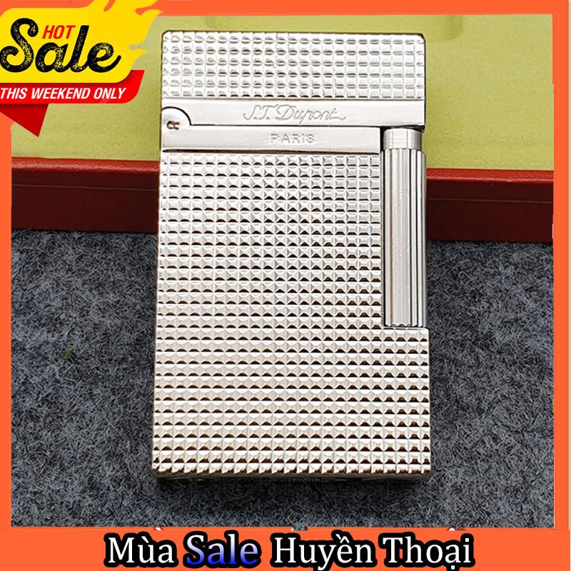 Bật Lửa Hộp Quẹt Dupont D26T Ô Vuông Màu Trắng Dùng Gas Đá Cao Cấp