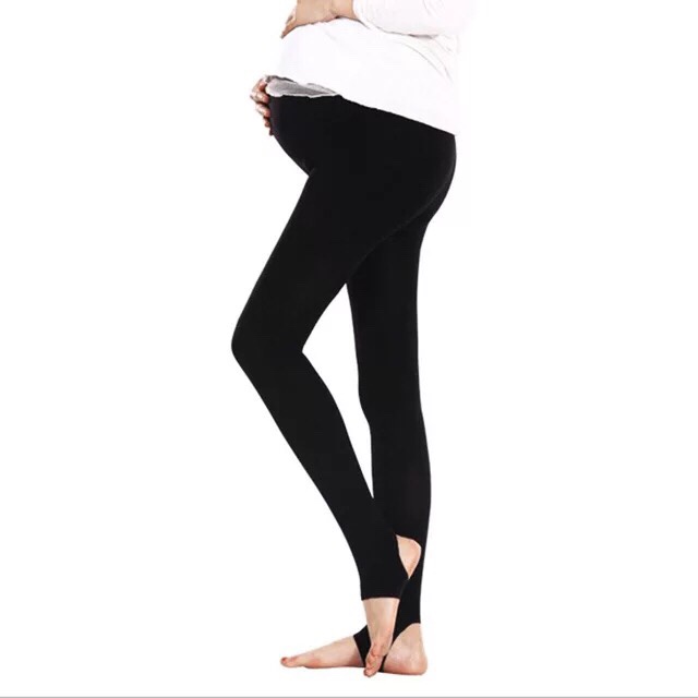 Quần tất bầu dày vừa có chun rút điều chỉnh bụng Free size 42-75kg - Màu đen