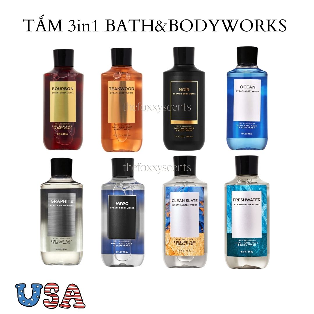 GEL tắm-gội-rửa mặt 3in1 BathandBodyWorks cho Nam