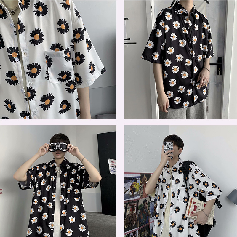 Áo sơ mi in hoa cúc, áo cặp đôi, có hàng tại Hà Nội, tặng kèm tất