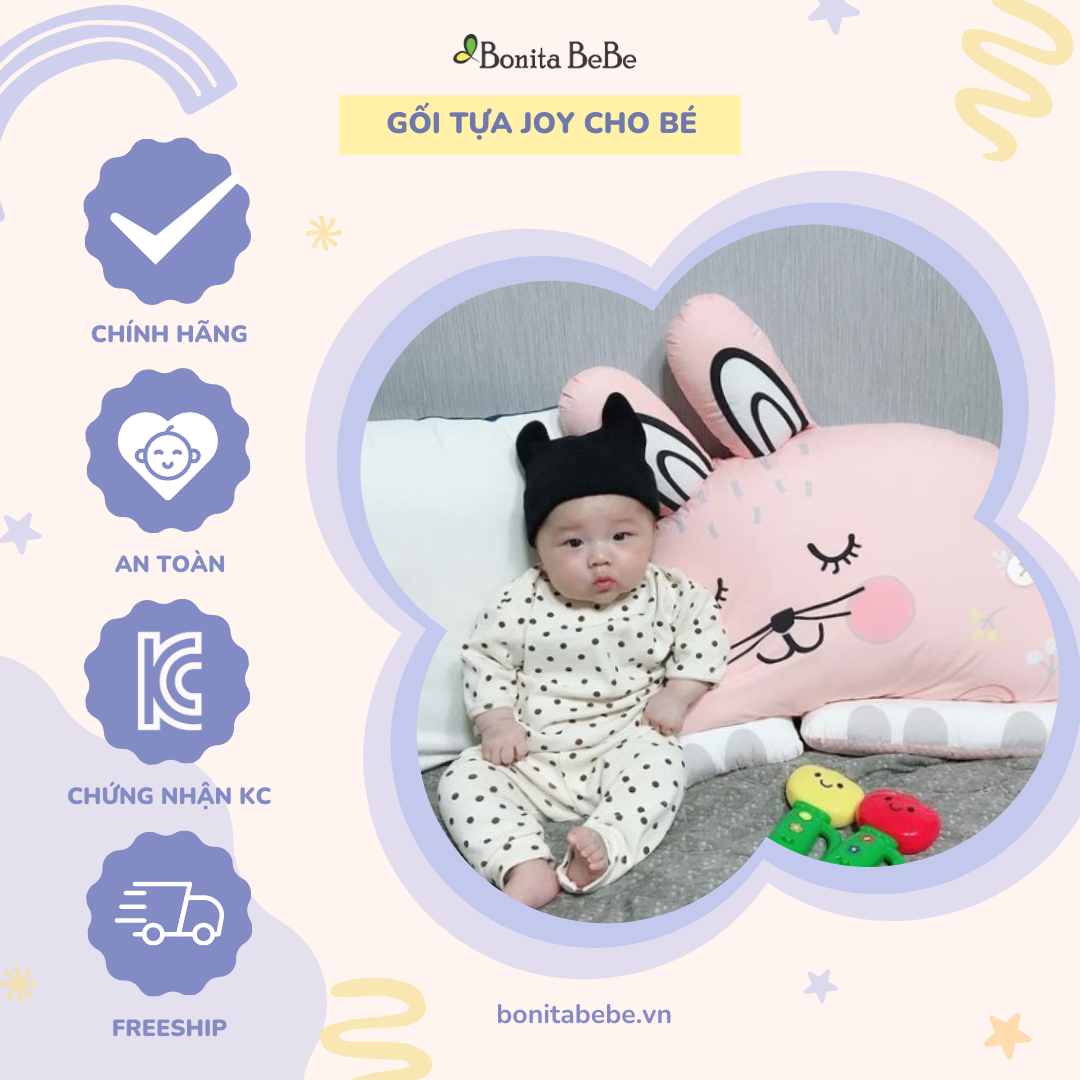 Gối tựa cho bé rộng rãi thoáng mát, bé vừa nằm vừa ôm nhập khẩu thương hiệu Bonitabebe Hàn Quốc