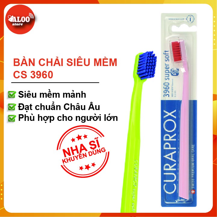 Bàn chải siêu mềm có nắp đậy curaprox cs 3960 super soft thụy sĩ