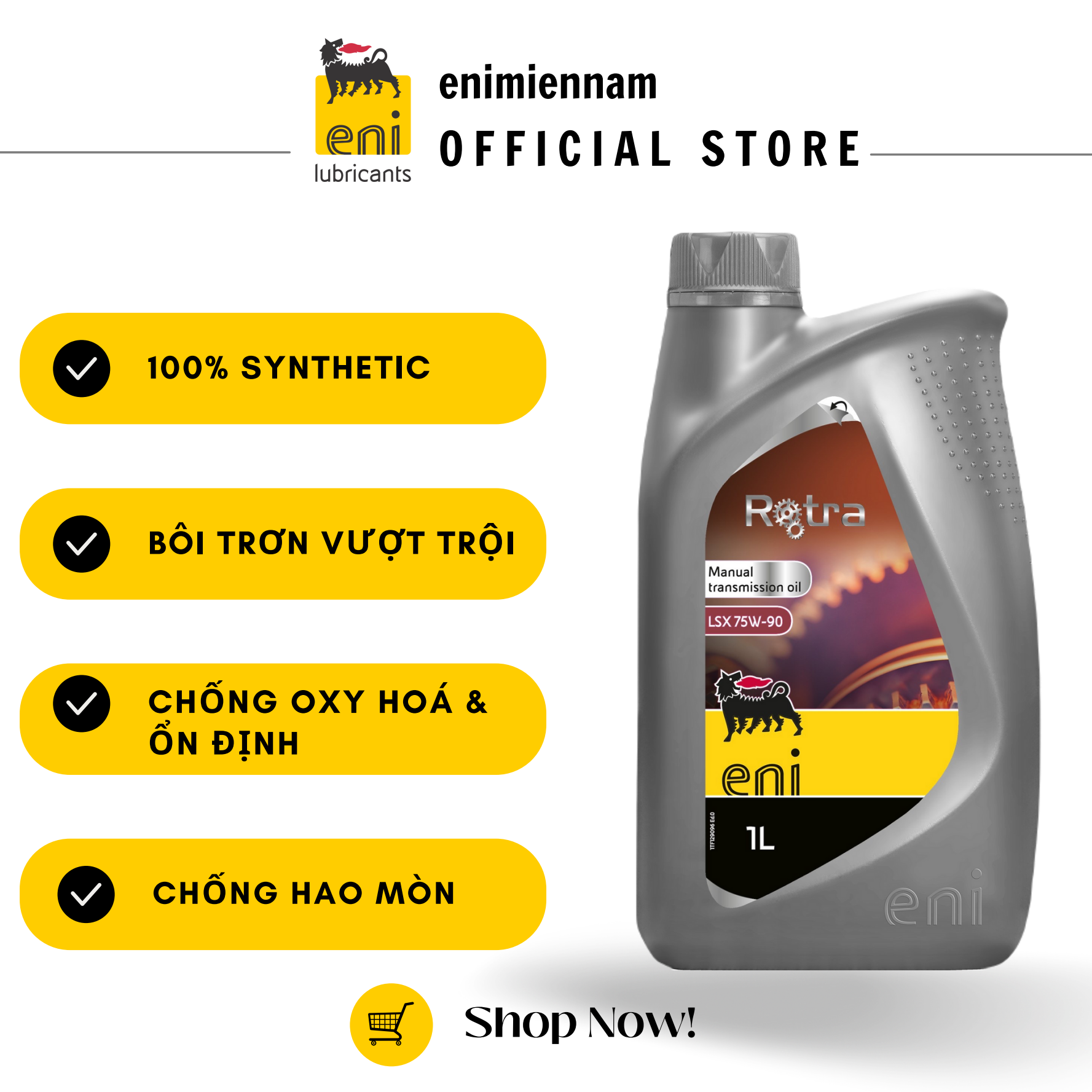 Eni rotra lsx 75w90 1l - nhớt hộp số full tổng hợp