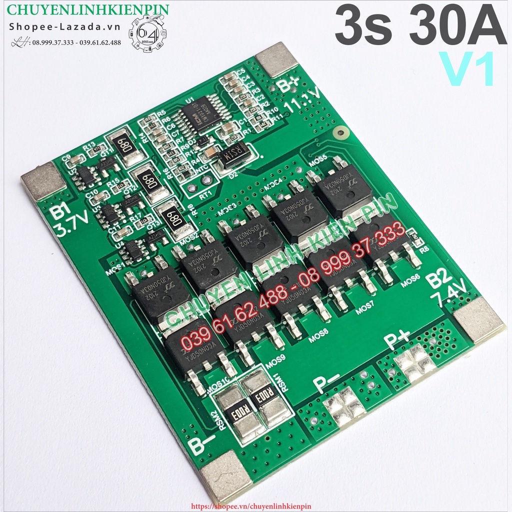 Mạch 3s 30a full, bảo vệ pin lion