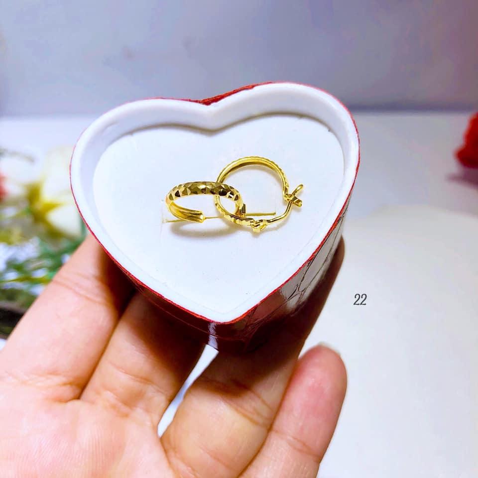 Bông tai,bông tai tròn đơn giản vàng tây phay sáng,bảo hành sản phẩm,vàng bạc an chi