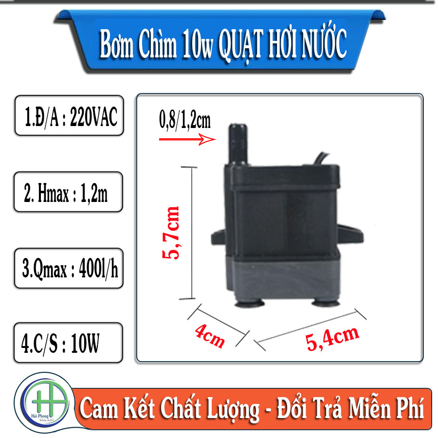 Bơm nước cho quạt hơi nước quạt điều hòa 10w 800l/h hmax 1.2m