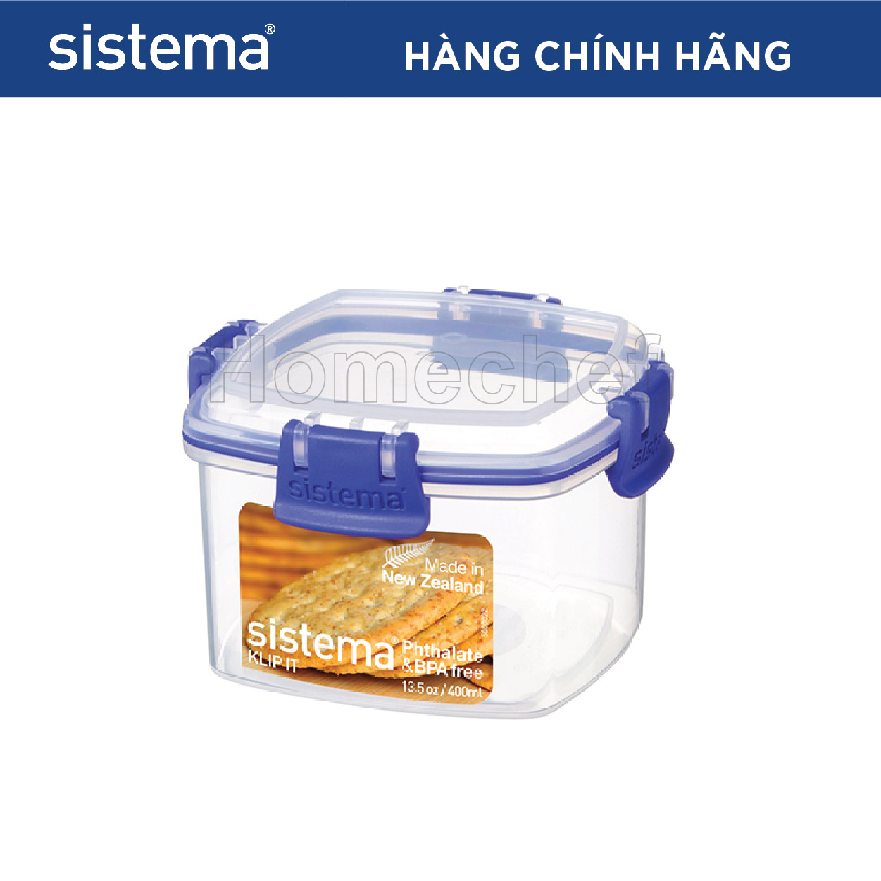 Hộp đựng thực phẩm Sistema 400ml, không chứa BPA, dùng lò vi sóng, máy rửa bát, sản xuất tại New Zealand - 1331