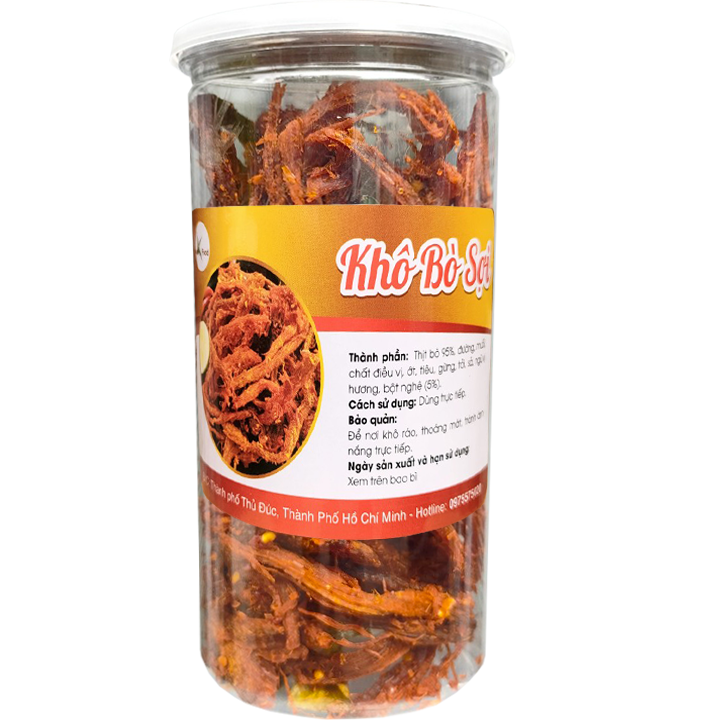 Khô bò sợi lá chanh nhà làm thơm ngon hiệu skfood - làm từ 100% thịt bò tươi