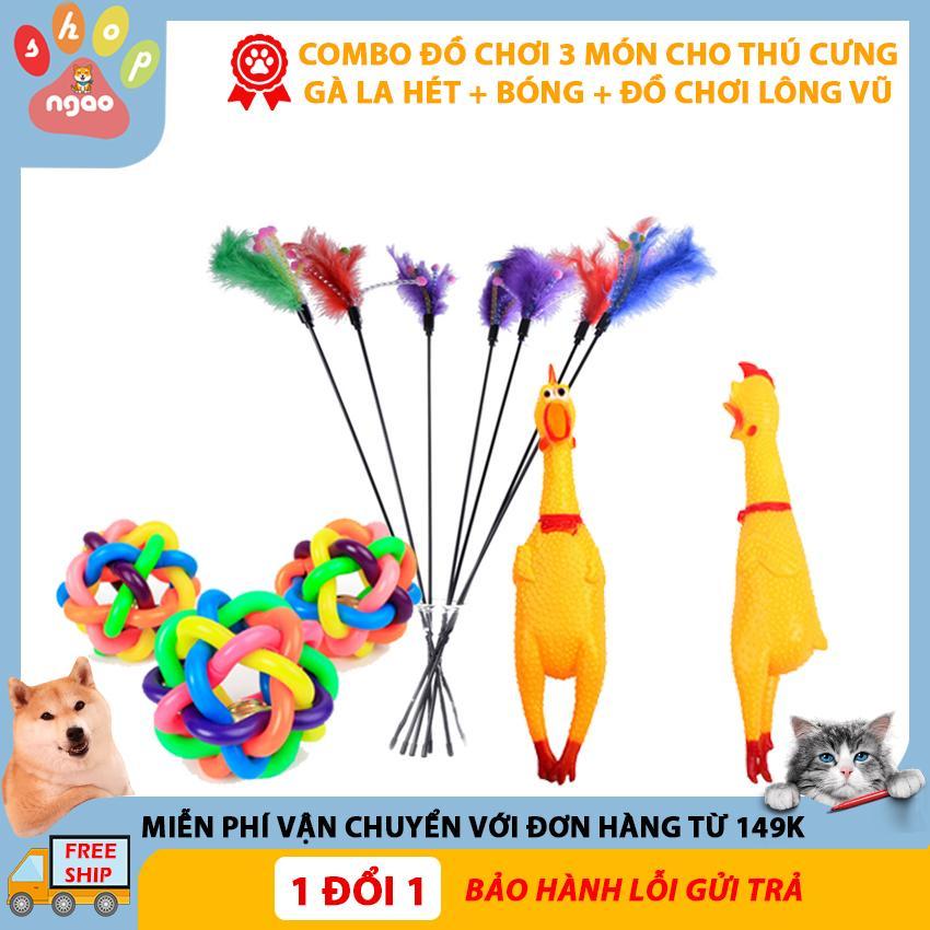 COMBO 3 món đồ chơi cho chó mèo, kích thích vận động cho thú cưng