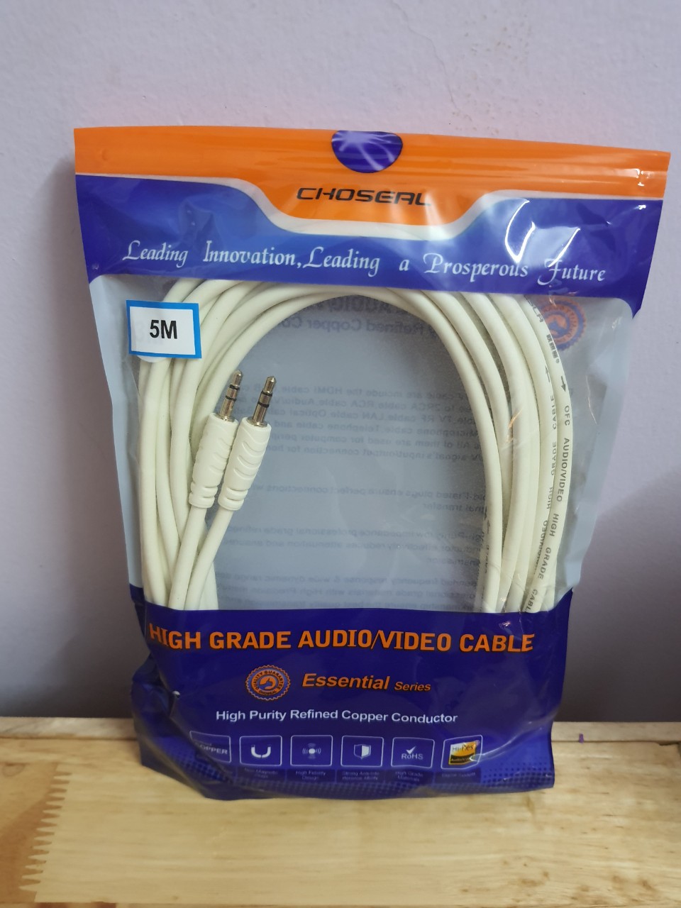 Cáp nối dài dây loa 2 đầu 3.5 dài 5m Choseal hàng nhập
