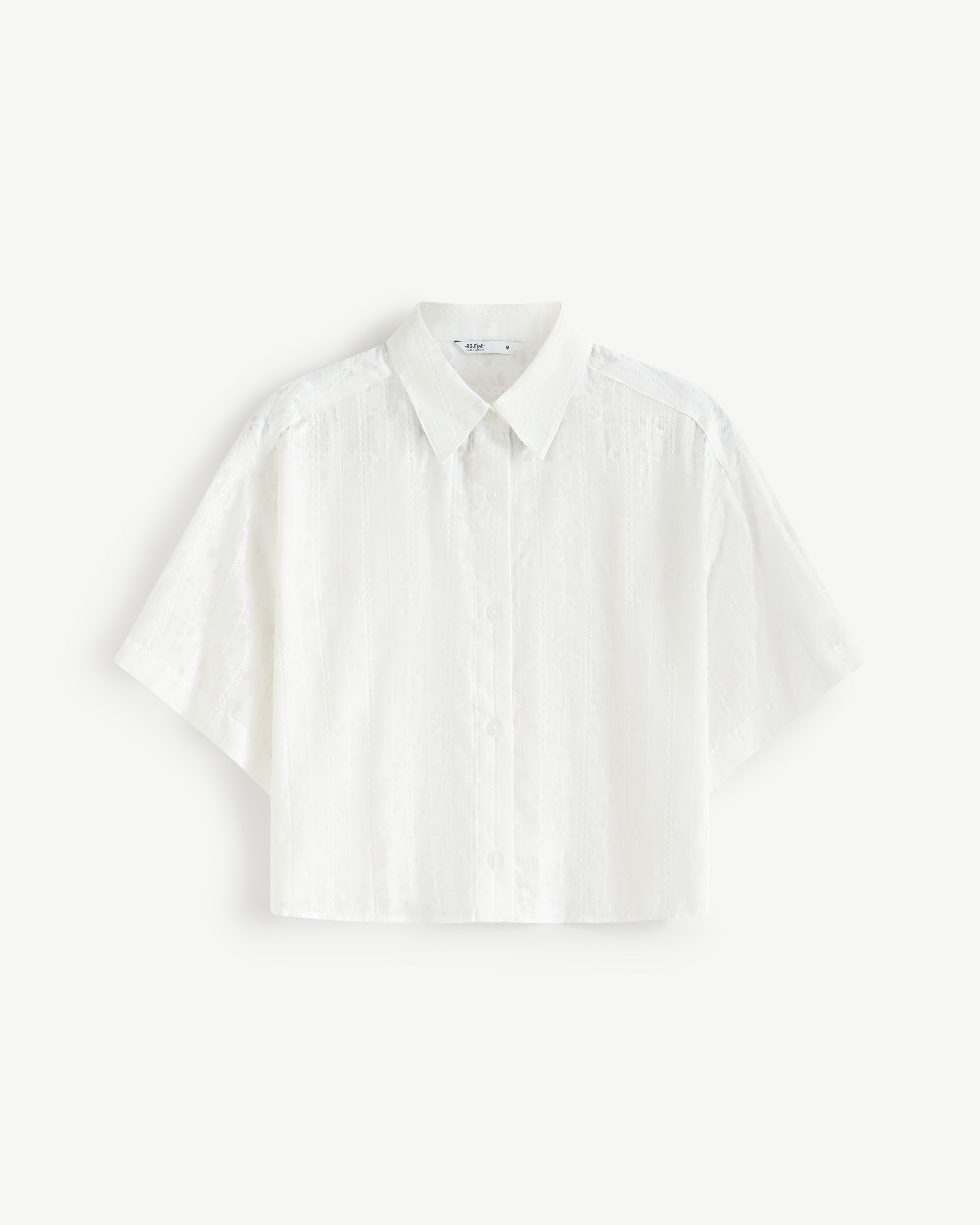 Áo Sơ Mi Tay Ngắn Nữ Vải Texture Form Loose Cropped - Routine 10F25SHSW004