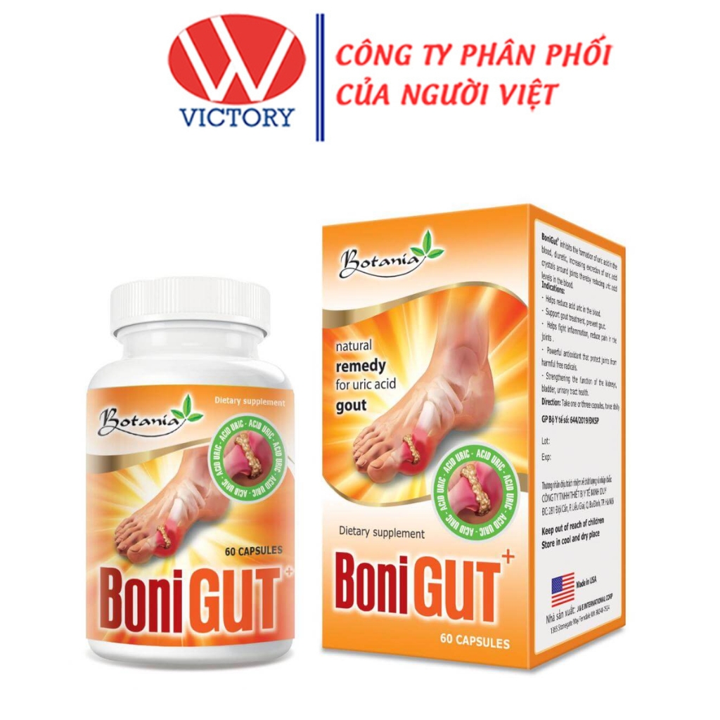 Bonigut - Viên uống hỗ trợ Gout giảm nồng độ acid uric trong máu đau nhức khớp xương - Hộp 60 Viên - VIC Pharmacy