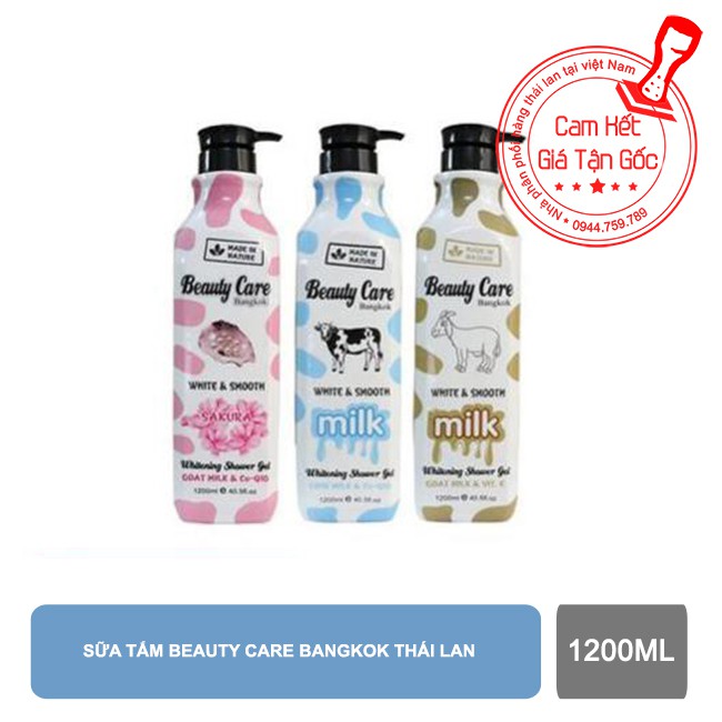 Sữa tắm Beauty Care Bangkok White & Smooth Milk 1200ml【Kho Thế Giới 】