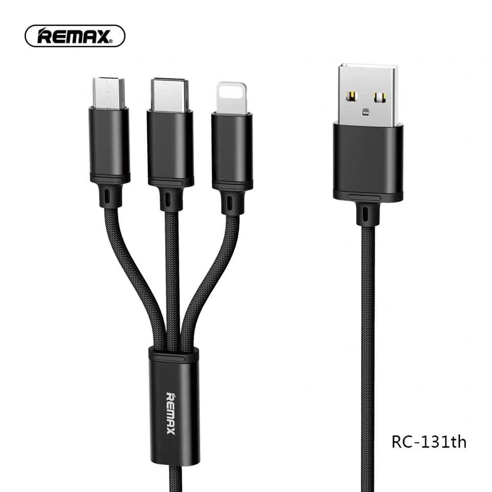 Cáp sạc đa năng 3 đầu remax rc 131 loại tốt 2 ,8 a - type-c ,micro , lightning iphone - cap sac - dây sac - sam sung - type-c -