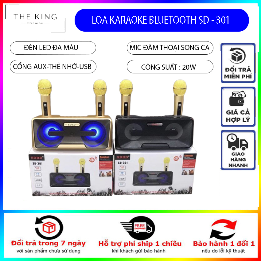 Loa nhật công suất lớn Loa Thùng Bluetooth Hát Karaoke SD 301 + 2 MIC Loa Bass: 2 loa bass 1 tấc Phù Hợp Hát Karaoke Tại Nhà Đi Phượt Dã Ngoại Cực Kì Tiện. Bảo Hành 12 tháng.