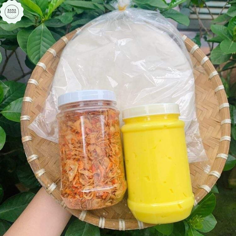 [COMBO SIÊU BƠ Hũ Bự ] 250g Bánh tráng phơi sương + 200g muối tép hành phi