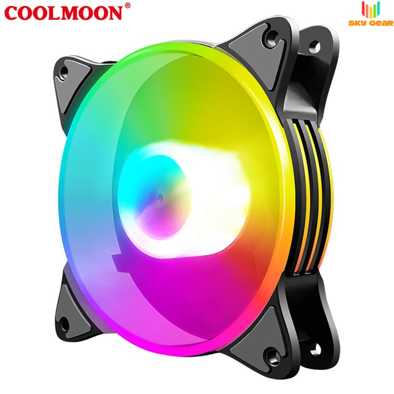 Quạt tản nhiệt led rgb coolmoon a1 - tự động đổi màu, không dùng hub