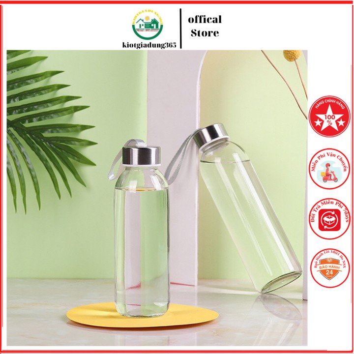 Bình đựng nước thủy tinh trơn loại 500ml bảo vệ môi trường