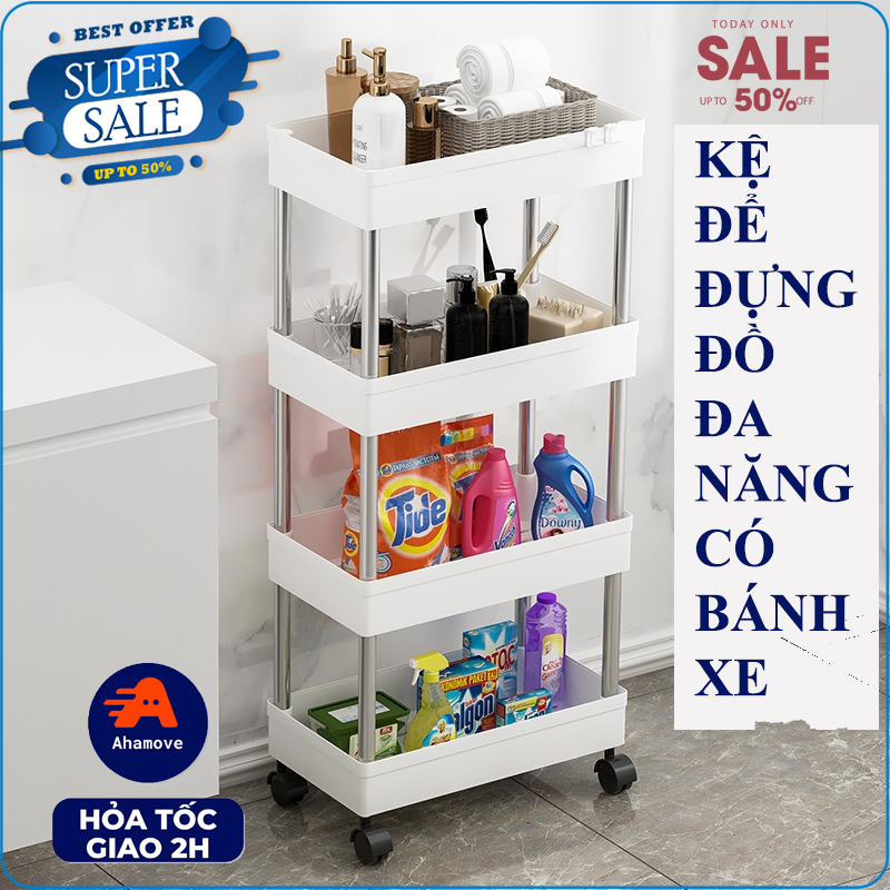 Kệ để đựng đồ đa năng 4 tầng có bánh xe đẩy spa di động nhà bếp, phòng tắm inox cao cấp,xe đẩy spa 4 tầng/3 tầng đa năng, xe đẩy nhựa tabihome, giá đỡ xe đẩy nhà bếp kệ sắp xếp bồn tắm bbq mart
