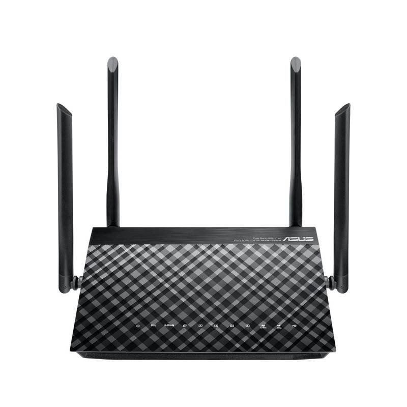 Asus 15474 dsl-ac52u router 4 cổng lan gigabit + 4 antenna + 1 wan + usb print server + wifi chuẩn a
