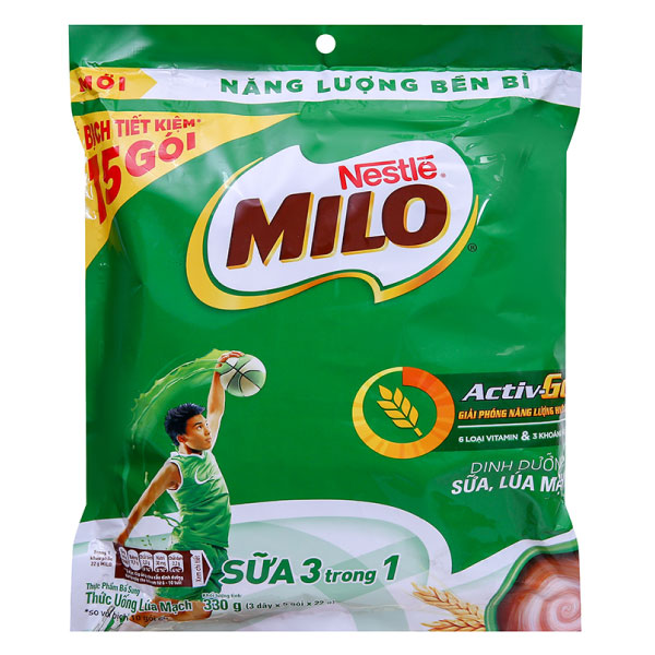Bột thức uống lúa mạch 3in1 Milo Active Go bịch 330g