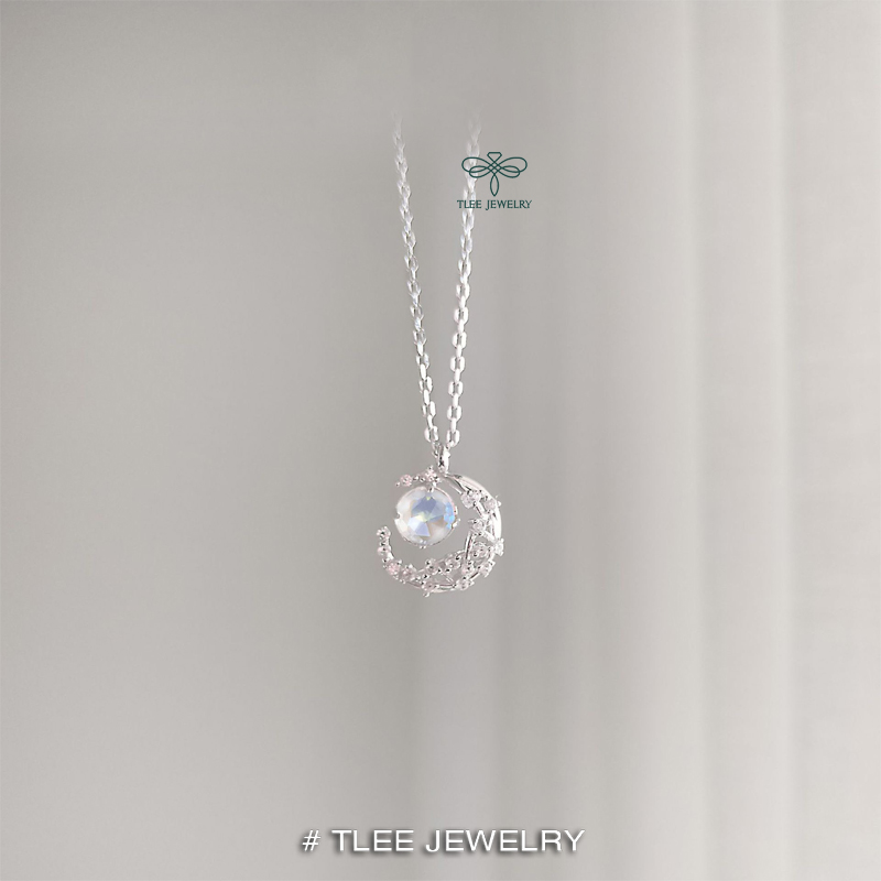 Dây chuyền bạc nữ TLEE mặt trăng đá moon lấp lánh TleeJewelry D0152