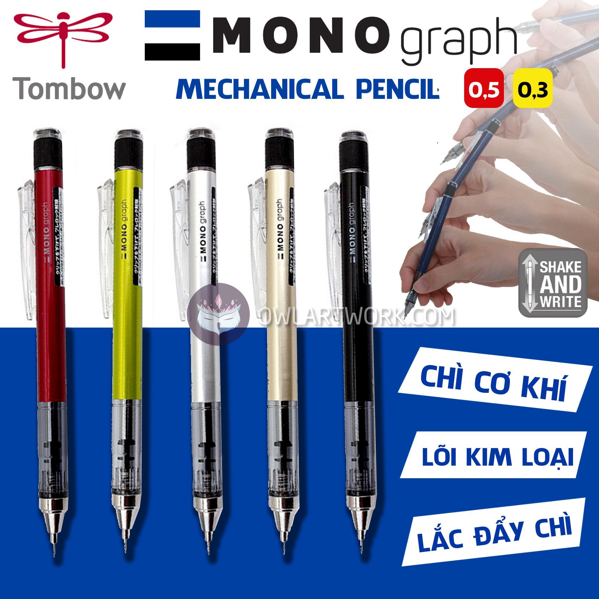 Bút chì bấm cơ khí TOMBOW Mono Graph 0.3mm/0.5mm cao cấp Nhật Bản
