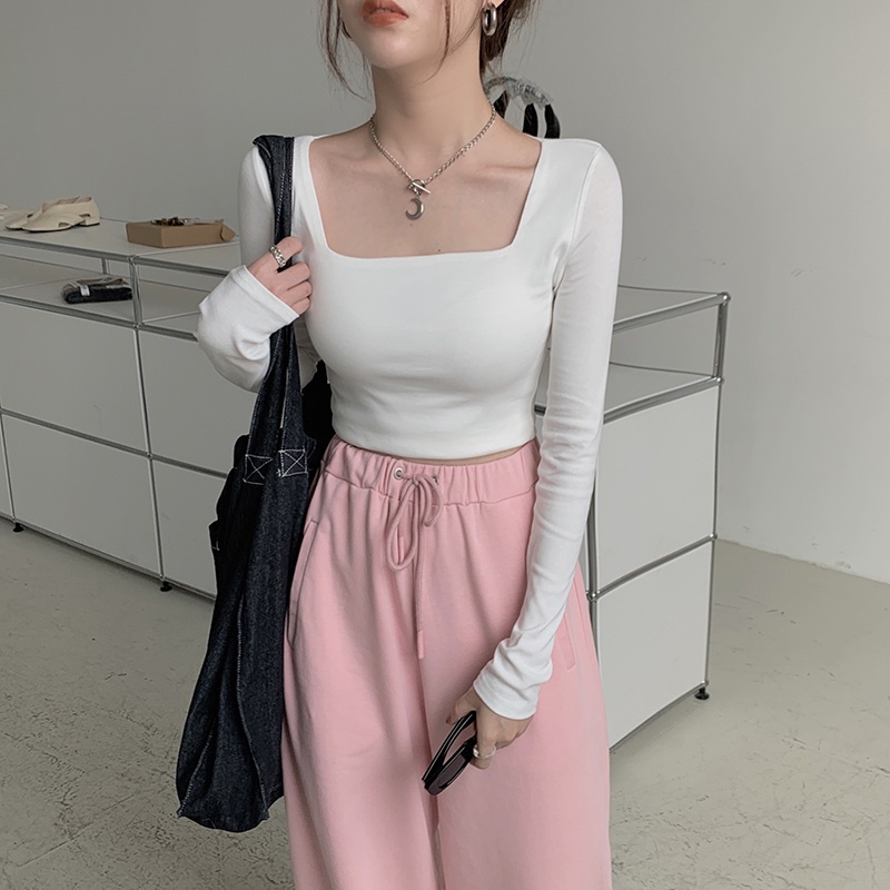 Áo thun Croptop dài tay dài cổ vuông dáng ôm nữ Madela, Áo croptop dài tay ôm body cổ vuông nữ - ACTDT01