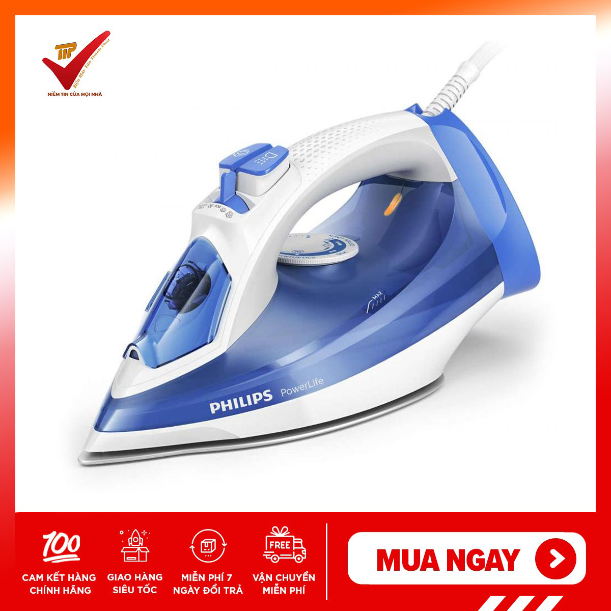 [bàn ủi hơi nước philips gc2990 - hàng nhập khẩu