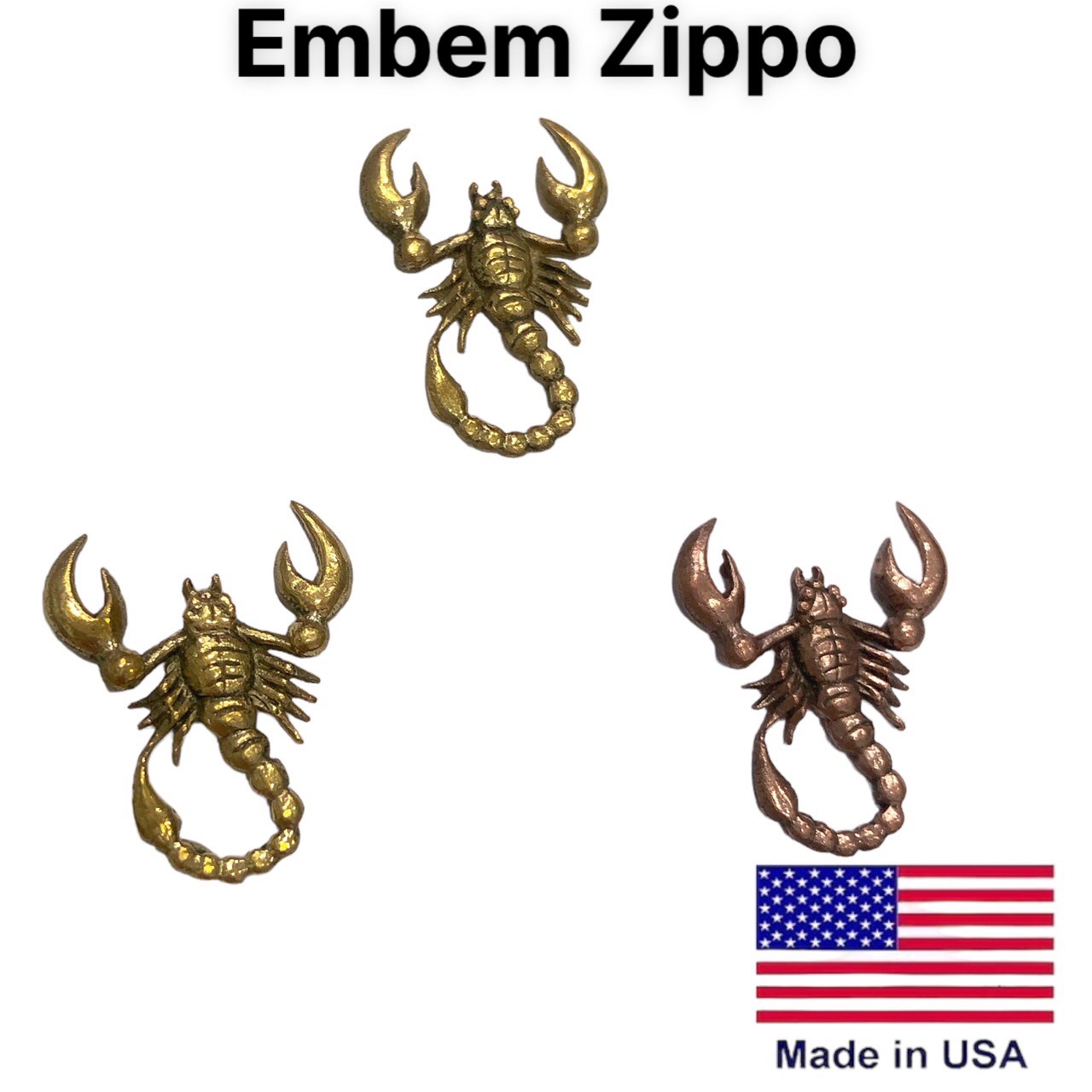 Eblem Zippo Mỹ chủ đề Bò Cạp, Chuẩn Zin Solid Brass đồng thau nguyên chất, và đồng đỏ Copper