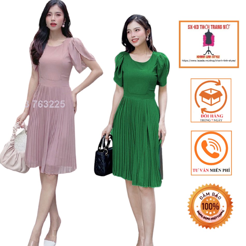 Đầm phối dập li sang trọng - d030