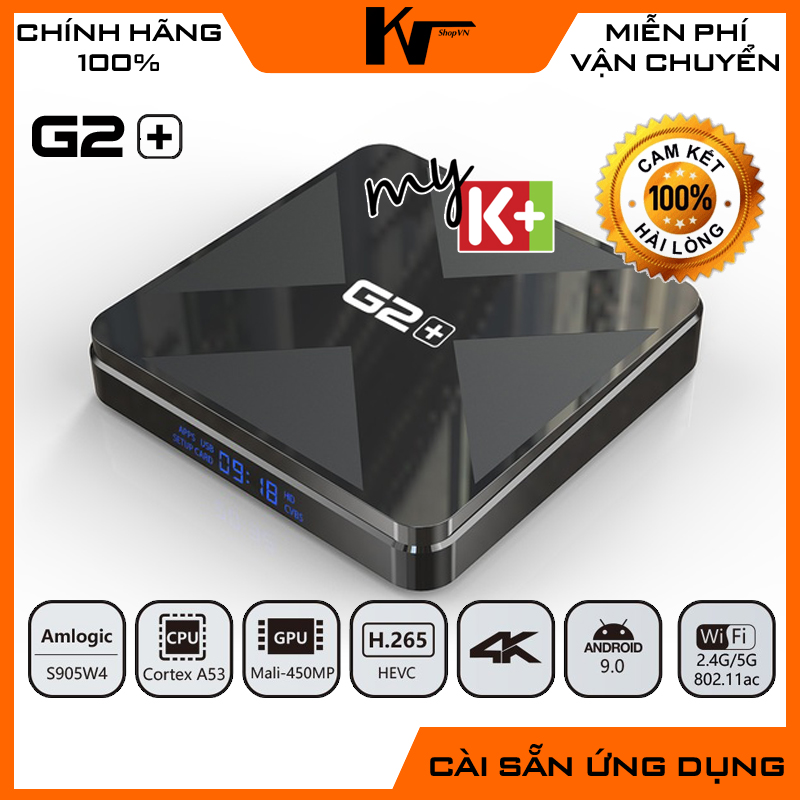 Android tv box g2 plus, new 2021, s905w4, ram 2gb, bộ nhớ 16gb, wifi 2 băng tần, tặng tài khoản xem phim